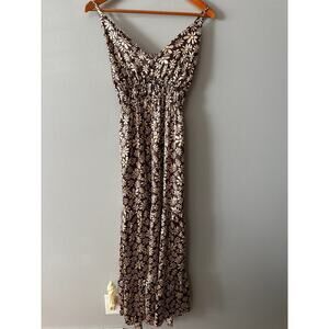 Women’s Daisy Floral Maxi Dress Large Spaghetti Strap Smocked Waist Boho NWT